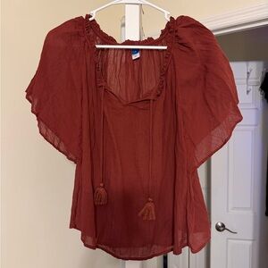 Old Navy Crinkle Gauze Tassel-Tie Shirred Top (large)